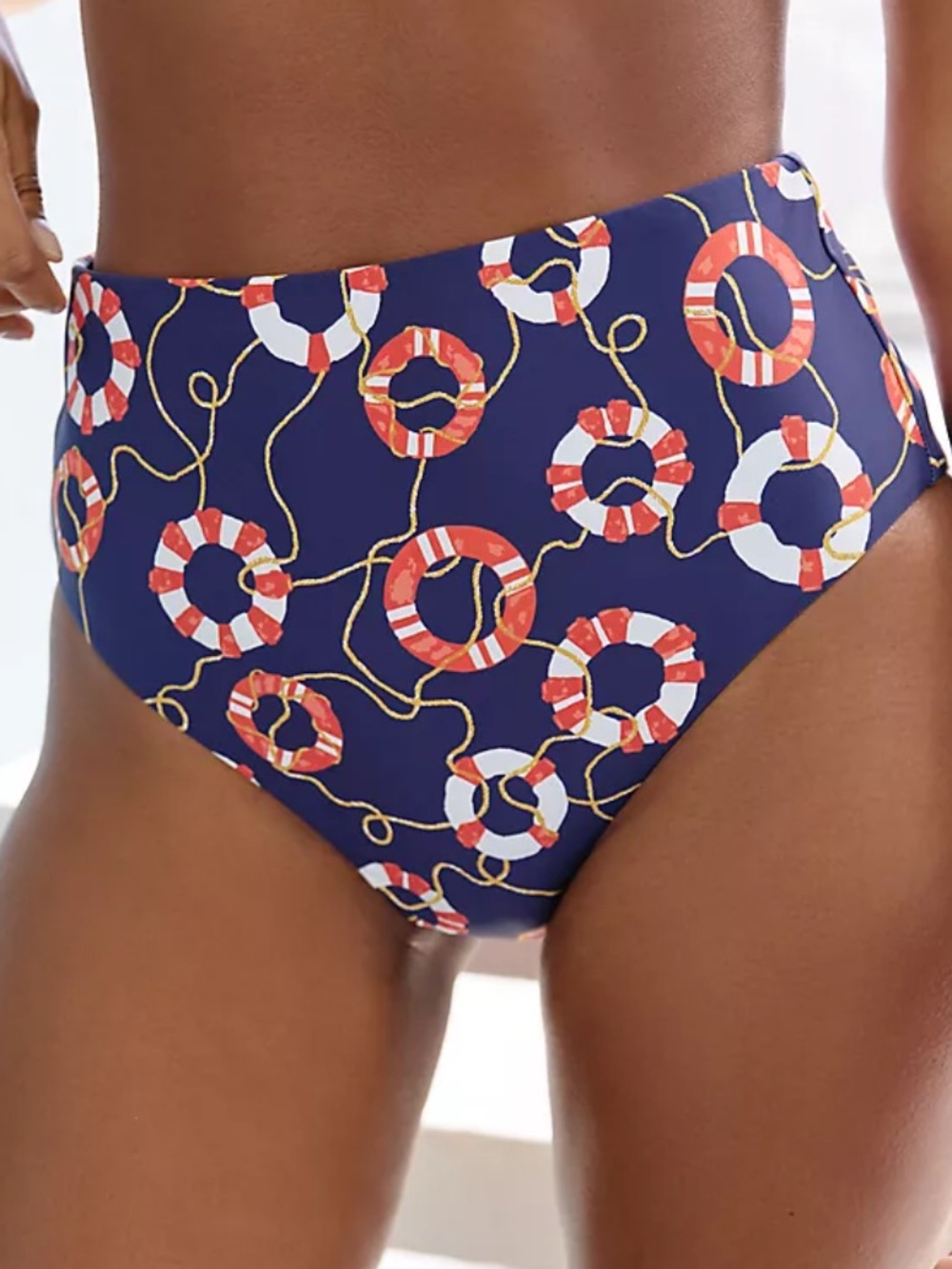 Celandine (Anthropologie) High Waisted Bikini Bottoms in Lifesaver Allover M NWT